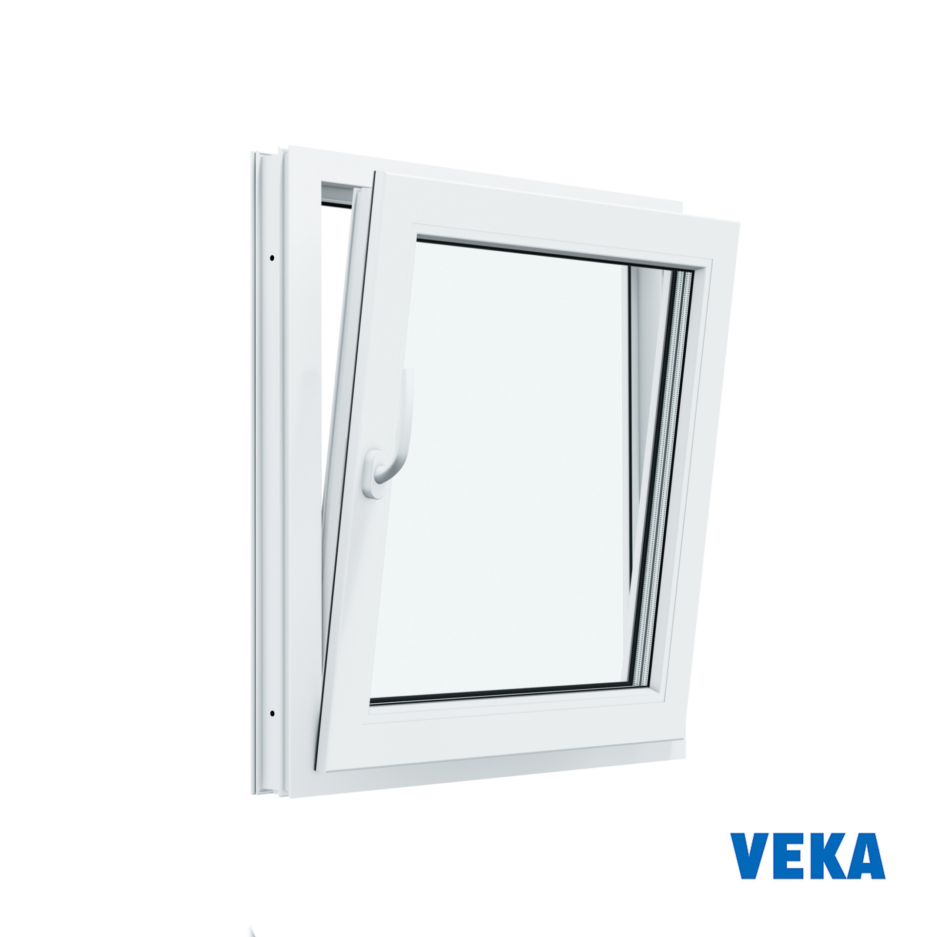 Пластиковое окно ПВХ VEKA одностворчатое 700x600мм (ВхШ) Двухкамерное