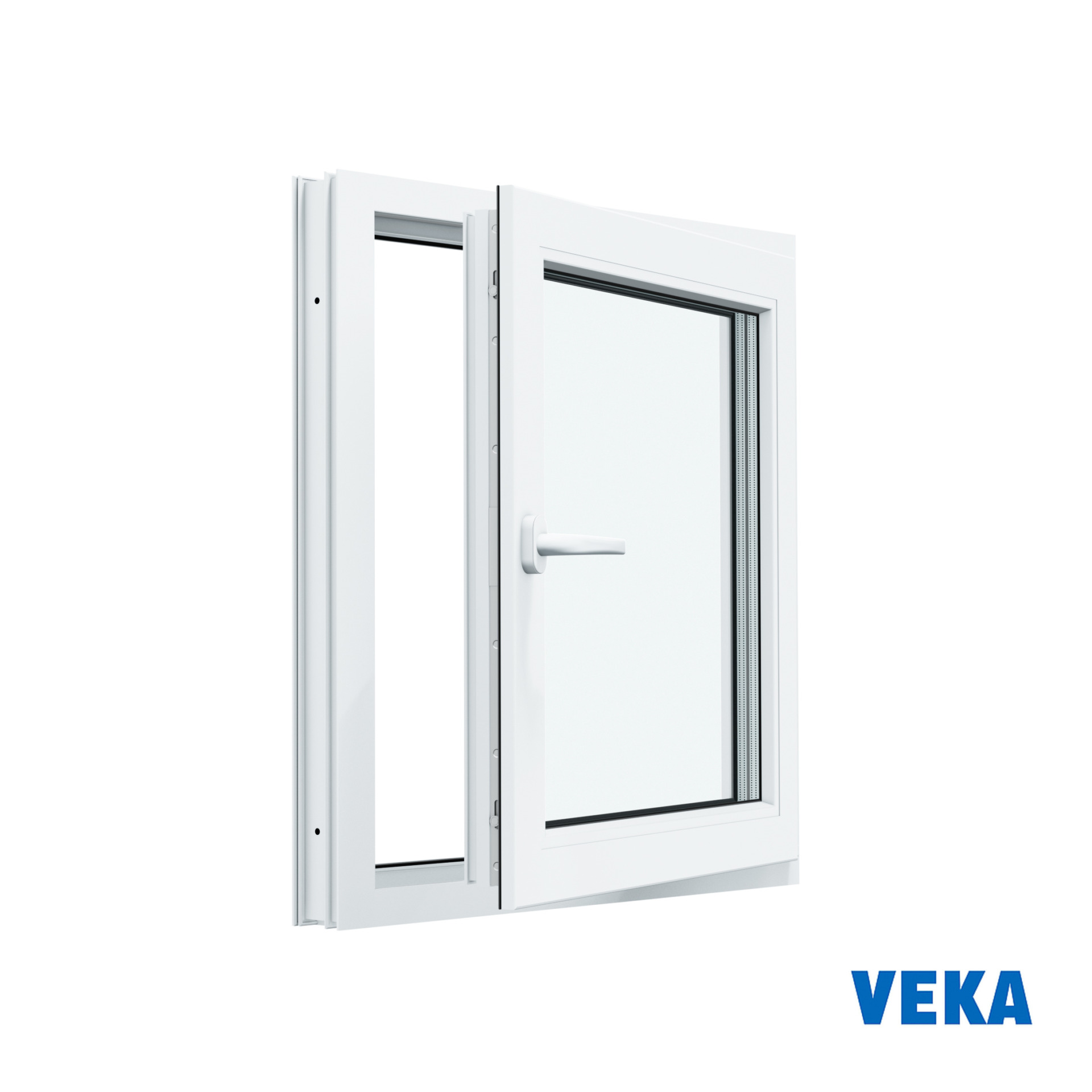Пластиковое окно ПВХ VEKA одностворчатое 700x600мм (ВхШ) Двухкамерное